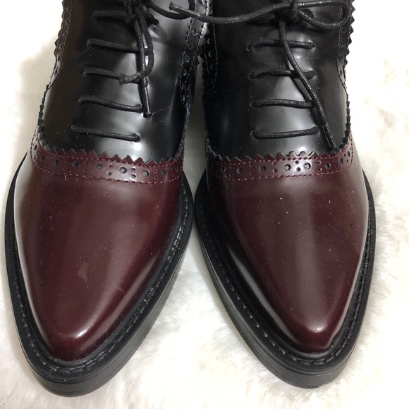 LAST NWT ZARA REAL LEATHER OXBLOOD WINGTIP BROGUES POINTED TOE - Picture 7 of 11